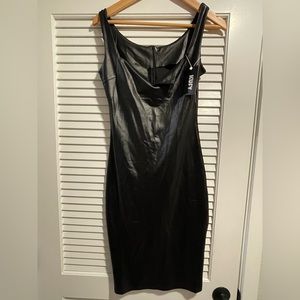 Black leather dress with tags